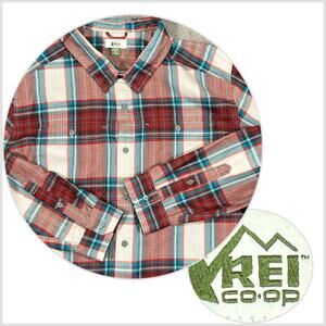 REI Co op‎ Men's 2XL Flannel Shirt Double PocketLong Sleeve Cotton Red Blue Grey